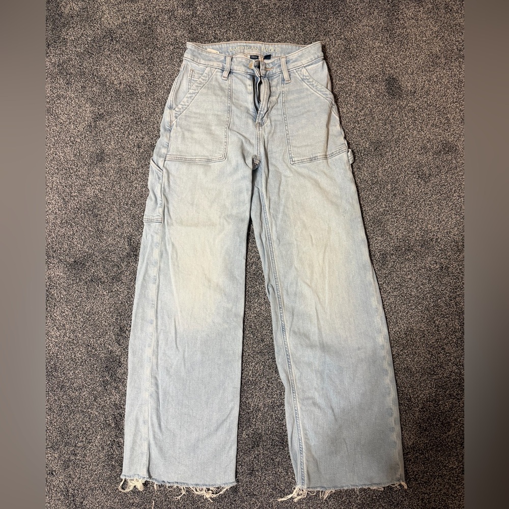 American Eagle Outfitters Light Blue Wide-Leg Jeans